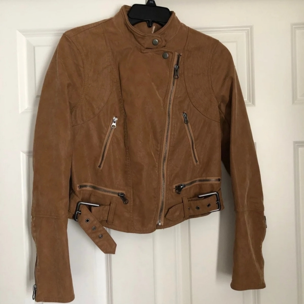 Free People NWT Tan Leather Jacket